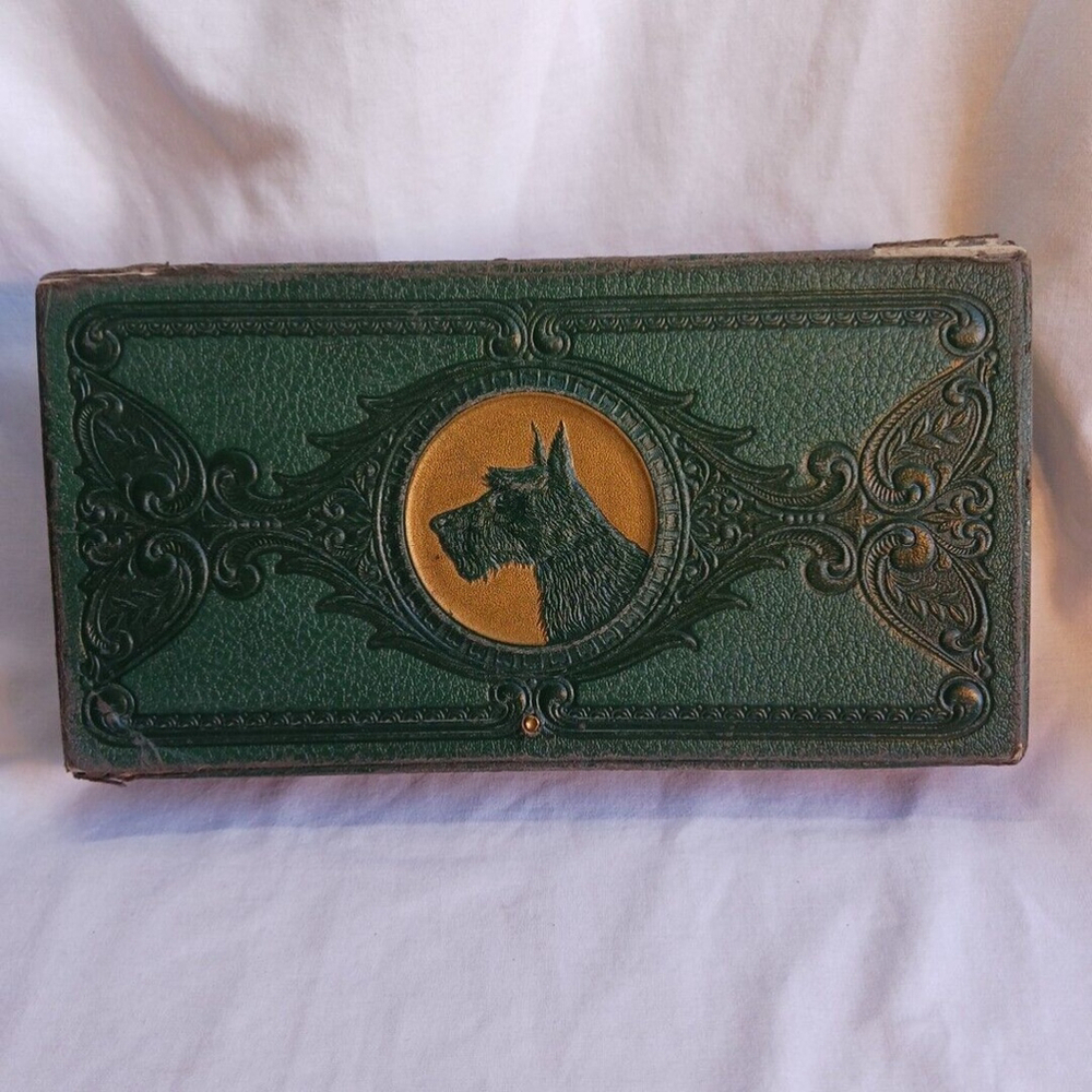 Antique Scottish Terrier Keepsake Box Green
